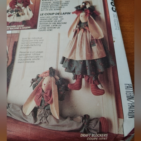McCall's Sewing Pattern 5985 Bunny Rabbit Vacuum Cover Sewing Machine Cover - Picture 3 of 5